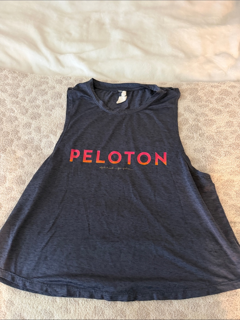 Peloton spiritual ganster Navy Tank with Red-to-Orange Gradient Logo